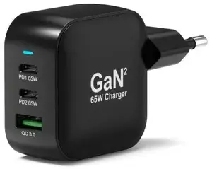 No name WALL GaN2 CHARGER USB-C & USB-A 65W — compact 65W GaN wall charger with USB‑C and USB‑A ports