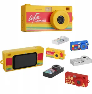 Digital camera Xrec X9 mini retro pendant/keychain 2K video with 32GB card, yellow