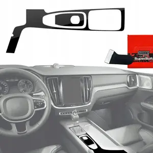 Interior film GrizzGlass PianoSkin Glossy for Volvo XC90 D4 (2017–2018) — model-specific interior trim protection, 2-in-1 set