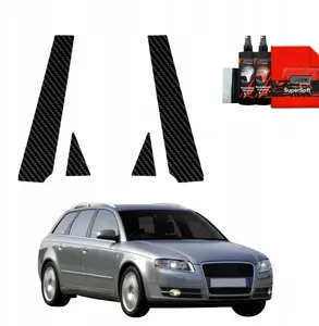 Protective pillar film GrizzGlass BodyShield for Audi A4 B7 Avant (2004–2008) — carbon-look, set for 4 pillars