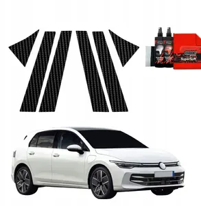 Protective carbon-style pillar film GrizzGlass BodyShield for Volkswagen Golf 8 Hatchback (2024–2025) 6-in-1