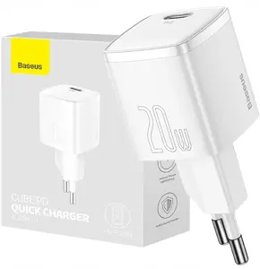 Wall Charger Baseus Cube 20W PD USB-C — white, 20W USB Power Delivery