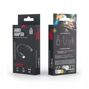 Audio adapter TelForceOne MXJL-02 — 3.5 mm jack to Lightning, black
