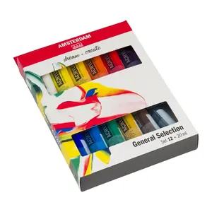 Acrylic paint Talens Amsterdam 20 ml tube — assorted colours (Black, Blue, Brown, Green, Purple, Red, White, Yellow)