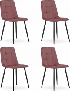Armchair LEOBERT KARA pink velvet with black legs, 4-legged model 3908_4