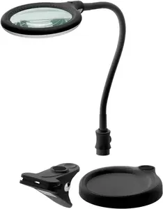 Magnifier lamp GOOBAY 64990 — 1.75× glass lens 10 cm, 6 W AC, 20 V, black
