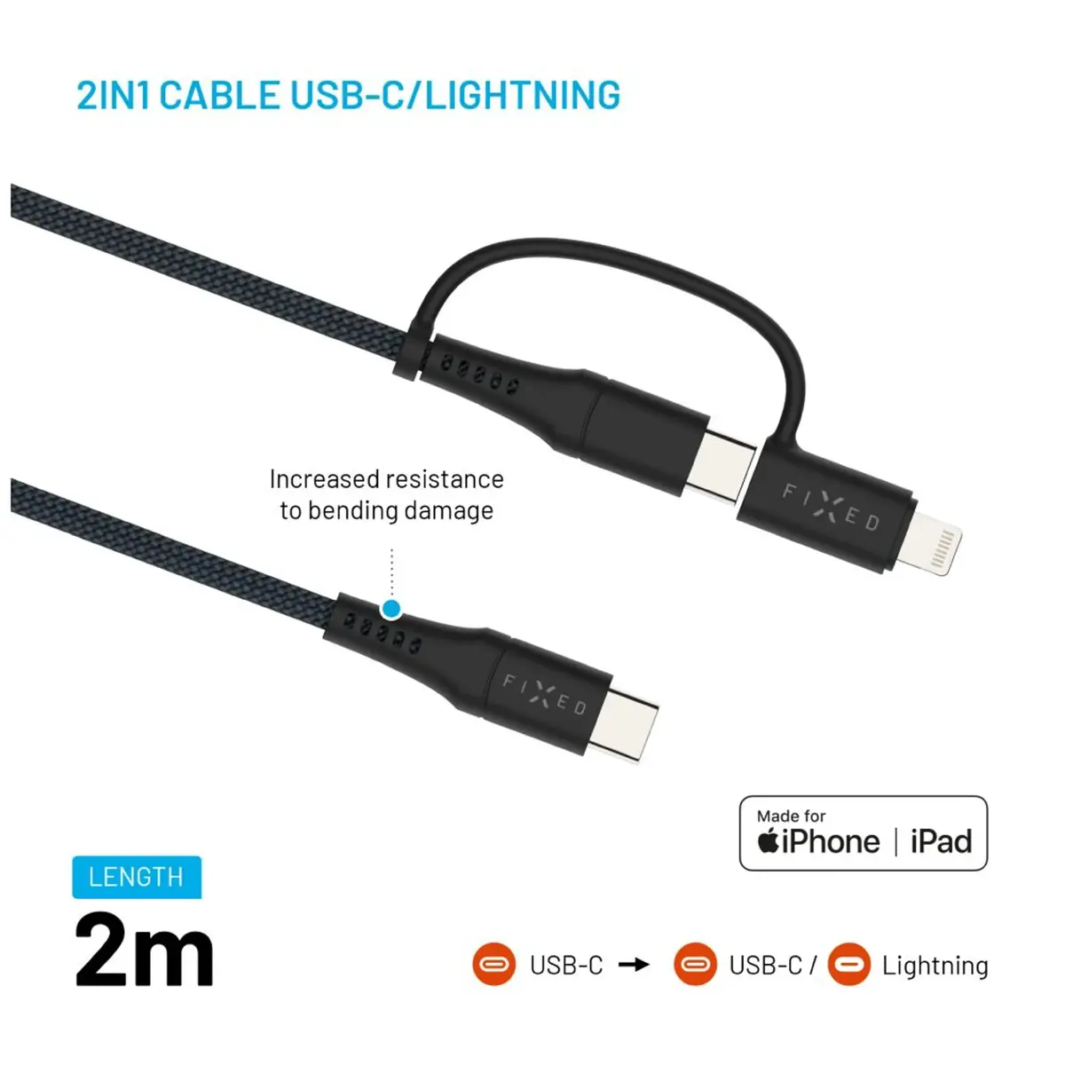 FIXED austs USB-C/Lightning kabelis 2 m Photo 3