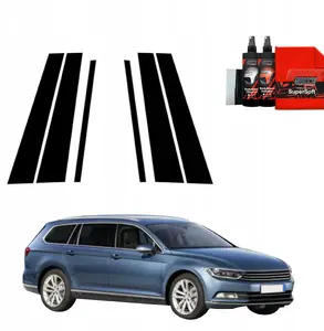 Protective pillar film GrizzGlass BodyShield for Volkswagen Passat B8 Estate (2014–2022) — black, 4-piece set