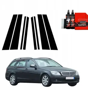 Чёрная тонировочная плёнка GrizzGlass BodyShield для Mercedes‑Benz C‑Class S204 Kombi (2007–2011) — комплект на стойки (8 шт.)