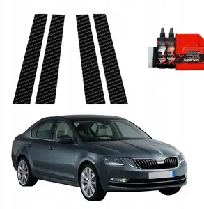 GrizzGlass BodyShield carbon-look pillar film for Skoda Octavia III (2017–2020) 4-piece set