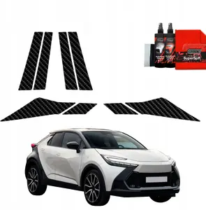 Aizsargplēve ar oglekļa rakstu uz statņiem GrizzGlass BodyShield priekš Toyota C-HR (2023–2025) komplekts 8‑1