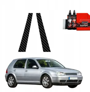 Protective carbon-style pillar film GrizzGlass BodyShield for Volkswagen Golf 4 Hatchback 5D (1997–2003) [2-in-1]