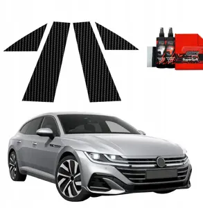 GrizzGlass BodyShield carbon-effect pillar film for Volkswagen Arteon 2024–2025 set 4-in-1