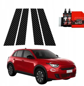 Aizsargplēve ar oglekļa izskatu uz statņiem GrizzGlass BodyShield Fiat 600 (2023–2025), komplekts 4 gab.