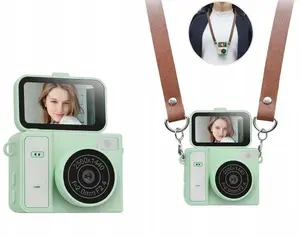 Digital camera Xrec X7 mini retro video pendant keychain with 2K recording, rotating screen, green