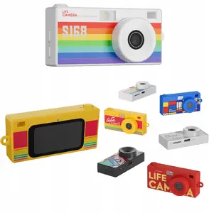Digital camera Xrec X9 mini retro 2K pendant keychain with 32GB card, white