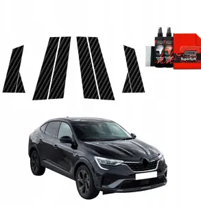 Protective carbon-look pillar film GrizzGlass BodyShield for Renault Arkana (2022–2025) set 8-in-1
