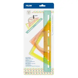 Desk ruler Milan 359801NL plastic transparent set of 4 – 30 cm