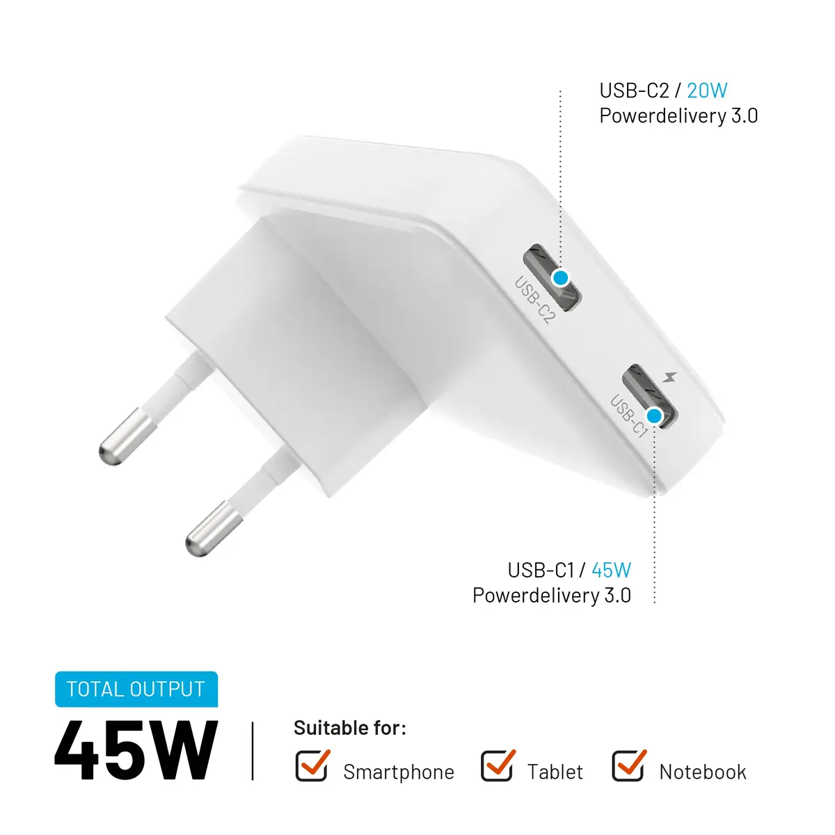 FIXED Slim 2xUSB-C GaN PD 45W lādētājs Photo 4