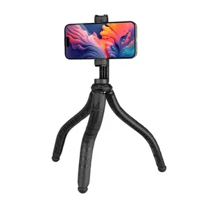 Flexible Creator Tripod FIXED with 1/4" phone mount, black — for smartphones, passive holder, bicycle use