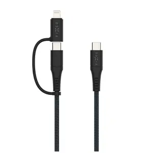 USB-C to USB-C / Lightning braided cable FIXED 3 m, MFi, PD 60W, USB 2.0, grey