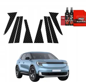 Protective carbon-look pillar film GrizzGlass BodyShield for Ford Explorer EV (2024–2025) 8-piece set