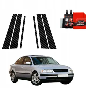 GrizzGlass carbon-look pillar film BodyShield for Volkswagen Passat B5 Sedan (1996–2000) 6-in-1