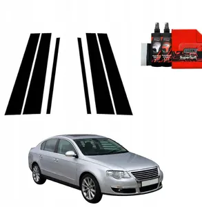 Protective pillar film GrizzGlass BodyShield for Volkswagen Passat B6 Sedan (2005–2010) — black, set 6 pieces