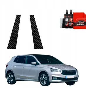 GrizzGlass BodyShield carbon-look pillar film for Skoda Fabia (2019–2025) 2-in-1
