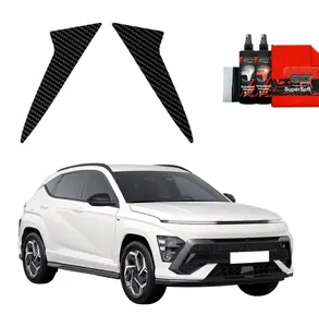 GrizzGlass BodyShield carbon-look pillar film for Hyundai Kona N-Line (2023–2025) 2-in-1