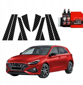 Krāsu aizsargplēve GrizzGlass BodyShield priekš Hyundai i30 Hatchback (2020–2025) — oglekļa struktūras statņu uzlīmes, komplekts 10‑1