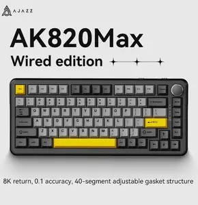 Mehāniskā spēļu tastatūra Ajazz AK820 MAX ar magnētiskām slēdzenēm, melna‑pelēka‑dzeltena, RGB
