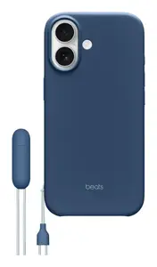 Kickstand Case for iPhone 17 by Apple Beats — MagSafe, Camera Control, Polycarbonate/Microfibre, Blue, fits 6.3"