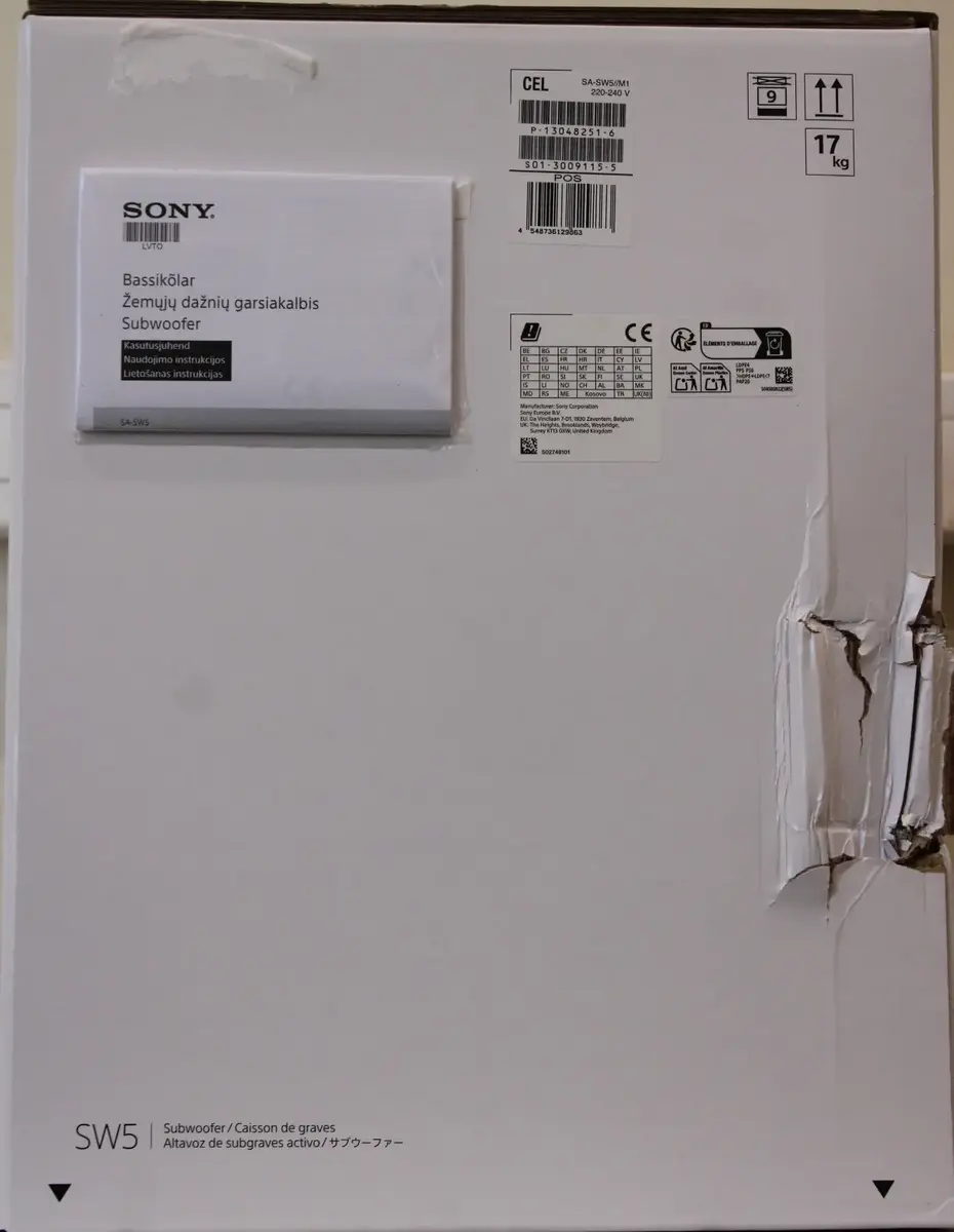 Sony SA-SW5 Сабвуфер 300 Вт Беспроводной Photo 2