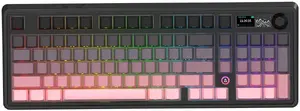 Mehāniskā spēļu tastatūra Ajazz AK980 V2 rozā gradienta ar ekrānu, RGB apgaismojums