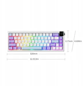 Mehāniskā spēļu klaviatūra Ajazz AK650 Dream Weaver gradientā rozā, sānu simboli uz slēdžiem, 3 režīmi, ekrāns, RGB