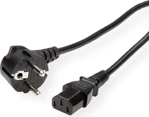 Power Cable ROLINE straight IEC inlet, black, 0.6 m length