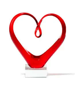 Glass decorative heart figurine LEONARDO L-090871 — red, 210×80×240 mm, 1 pc