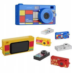 Digital camera Xrec X9 mini retro 2K pendant keychain with 32GB card, blue