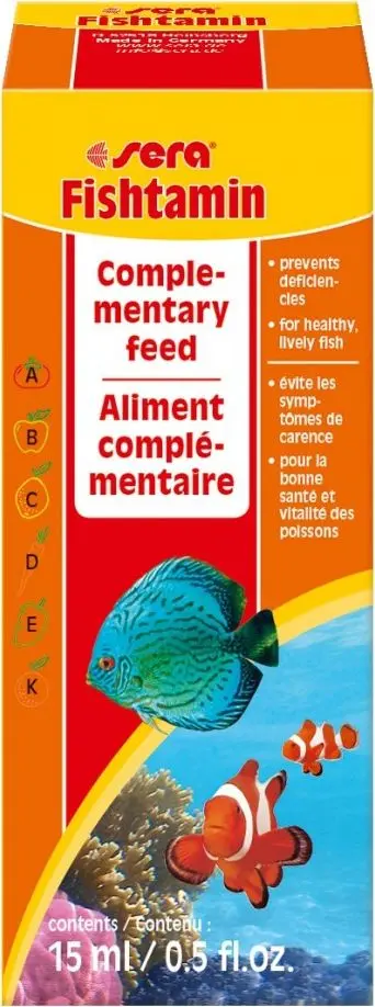 Šķidrs vitamīnu papildinājums akvārija zivīm