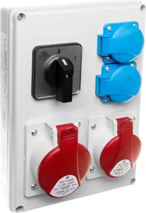 Sadales kaste SEZ ROS-W1603.2/0-1 ar 1×16A 5P un 1×32A 5P kontaktu, 2×230V, TVM 21, IP44, slēdzis 0-1