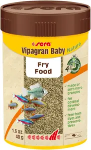 Сухой корм для аквариумных рыб sera Vipagran Baby Nature гранулы 0.048 кг (0.1 л) — белок 41.3%