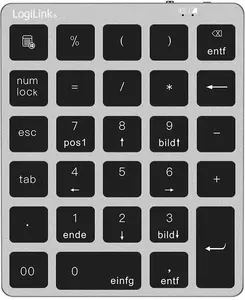 Numeric Keypad LOGILINK ID0212 — Bluetooth, 28 keys, scissor switch, grey, for Laptop/PC