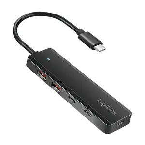 Хаб USB 3.2 Gen2 4‑портовый LOGILINK UA0412 — 2× USB‑A + 2× USB‑C, черный