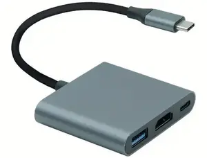USB grafikas adapters ROLINE 12.03.3199 — USB-C, USB 2.0/3.2 Gen 1, līdz 3840×2160, pelēks, kabelis 0.12 m
