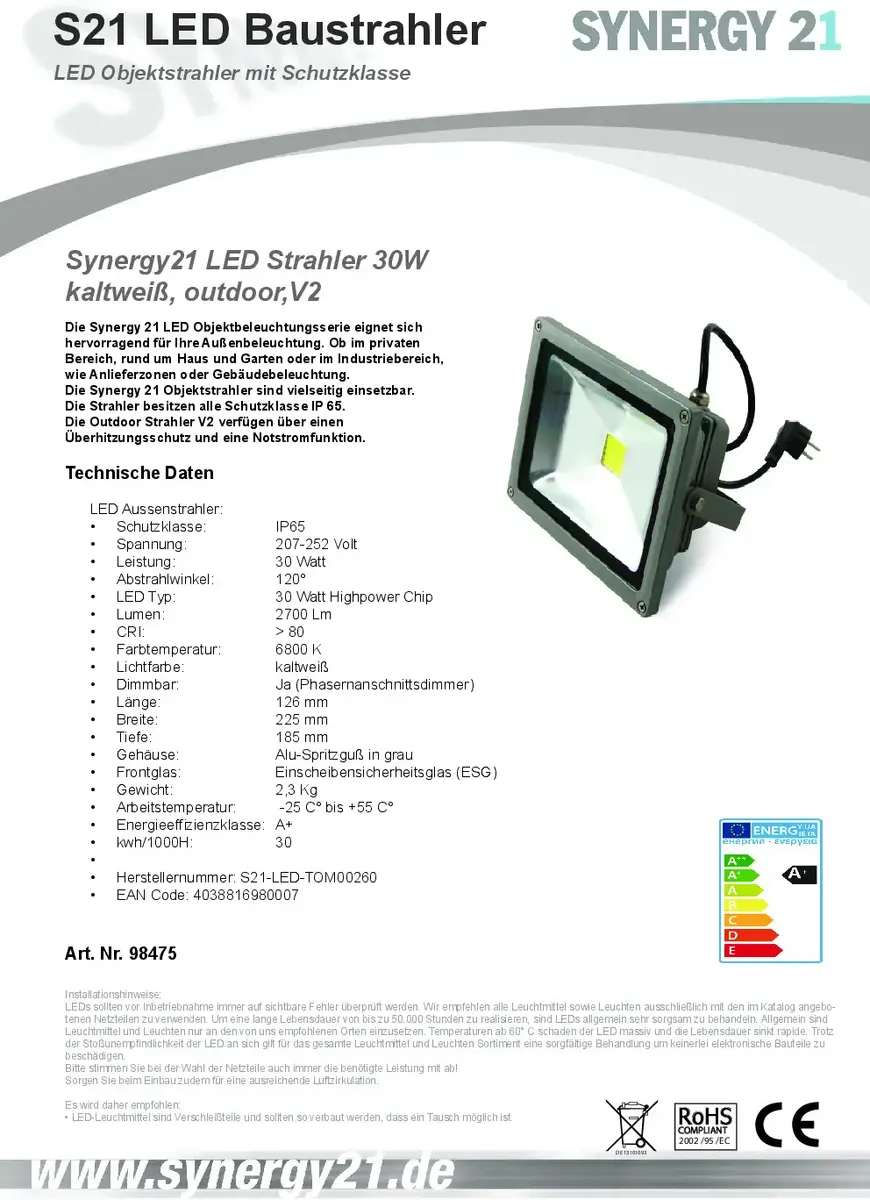 Synergy21 S21-LED-TOM00260 LED floodlight 30 W Photo 2