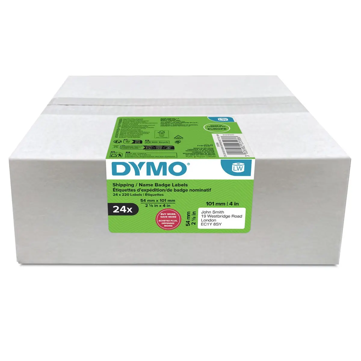 Dymo LabelWriter 101x54 мм рулоны этикеток, 24 шт. Photo 9