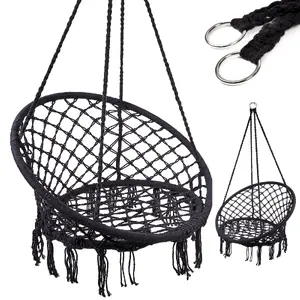 Chair swing with backrest RoGer Stārķa nest 80 cm Black