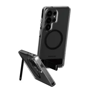 Чехол PanzerGlass CARE™ Urban Explorer для Samsung Galaxy S26 Ultra — прозрачный Cover с чёрной подставкой и поддержкой Qi