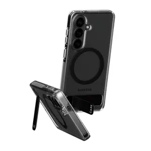 Чехол PanzerGlass CARE™ Urban Explorer для Samsung Galaxy S26, прозрачный с чёрной подставкой и поддержкой Qi